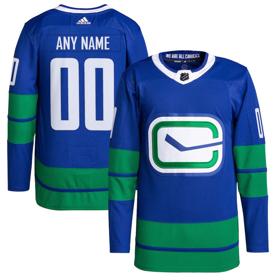 Men Vancouver Canucks adidas Royal Primegreen Authentic Pro Custom NHL Jersey->customized nhl jersey->Custom Jersey
